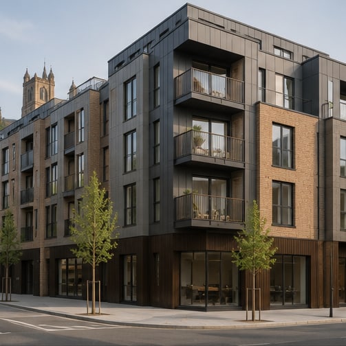 Modern one-bedroom apartment with balcony, central Durham
