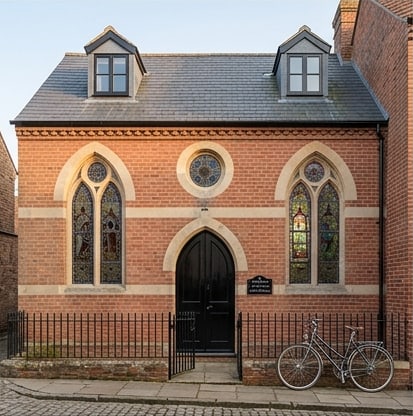 Two-bedroom converted Methodist chapel apartment, central Holt, lived-in by a writer