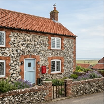Pretty three-bedroom flint-and-brick coastal semi, Salthouse